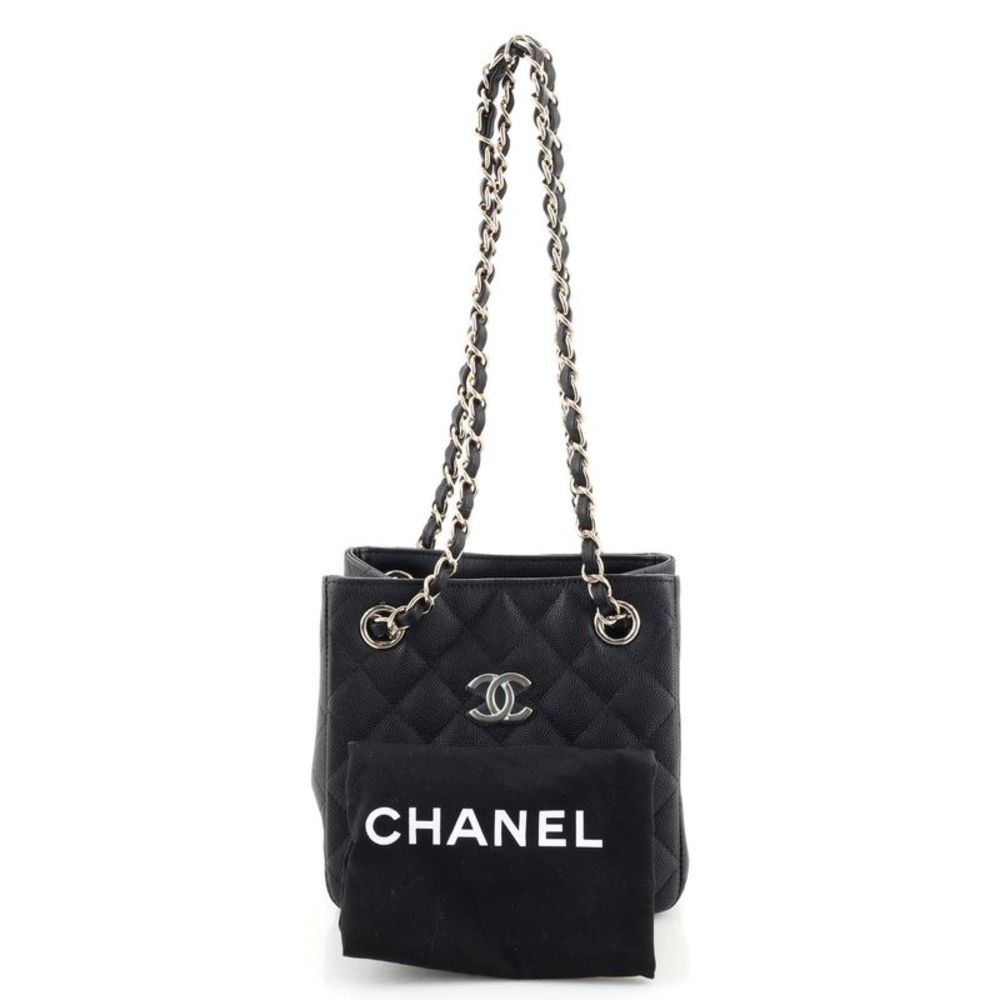 Chanel CC Square Bucket Tote Quilted Caviar Mini Black - Picture 2 of 7